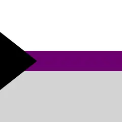 Bandera demisexual: negro, morado y gris. Representa la atracción sexual que solo ocurre tras un vínculo emocional.