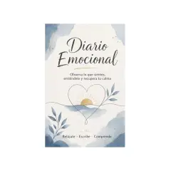 Portada de un "Diario Emocional" con un corazón, sol naciente y ramas. Invita a observar, entender y recuperar la calma.