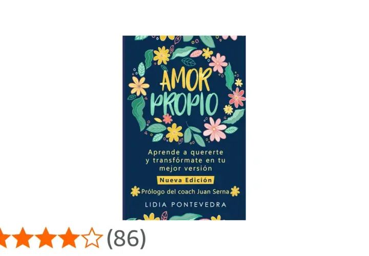 Libro "Amor Propio" con flores decorativas. Aprende a quererte y transfórmate en tu mejor versión. Una guía para el amor propio.