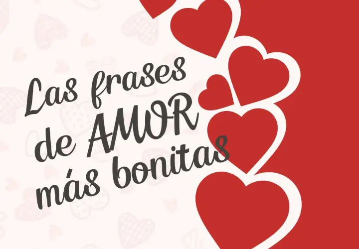 Las frases de AMOR más bonitas, un diseño con corazones rojos y texto que evoca la poesía de amor.