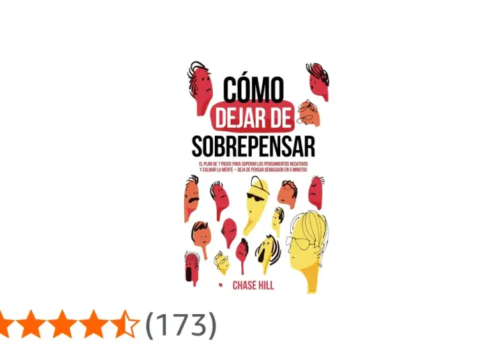 Portada del libro "Cómo dejar de sobrepensar", con ilustraciones de cabezas y el título principal.