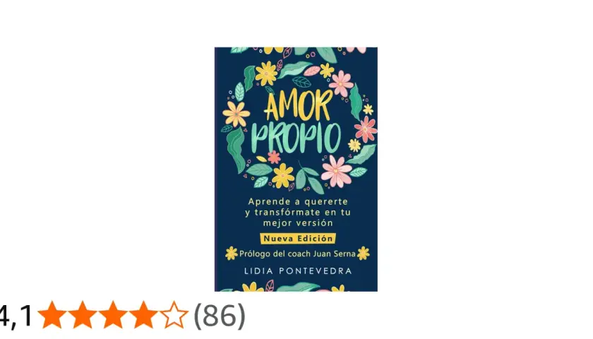 Libro "Amor Propio" con flores decorativas. Aprende a quererte y transfórmate en tu mejor versión. Una guía para el amor propio.