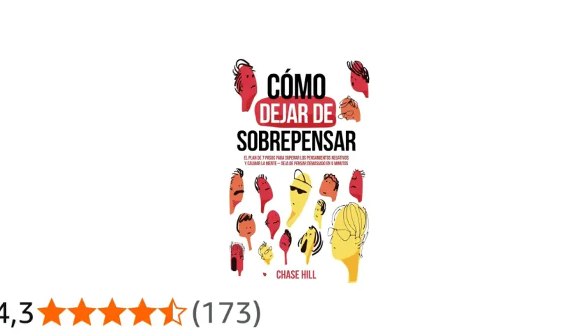 Portada del libro "Cómo dejar de sobrepensar", con ilustraciones de cabezas y el título principal.