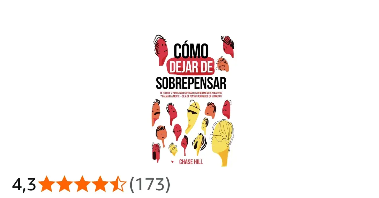 Portada del libro "Cómo dejar de sobrepensar", con ilustraciones de cabezas y el título principal.