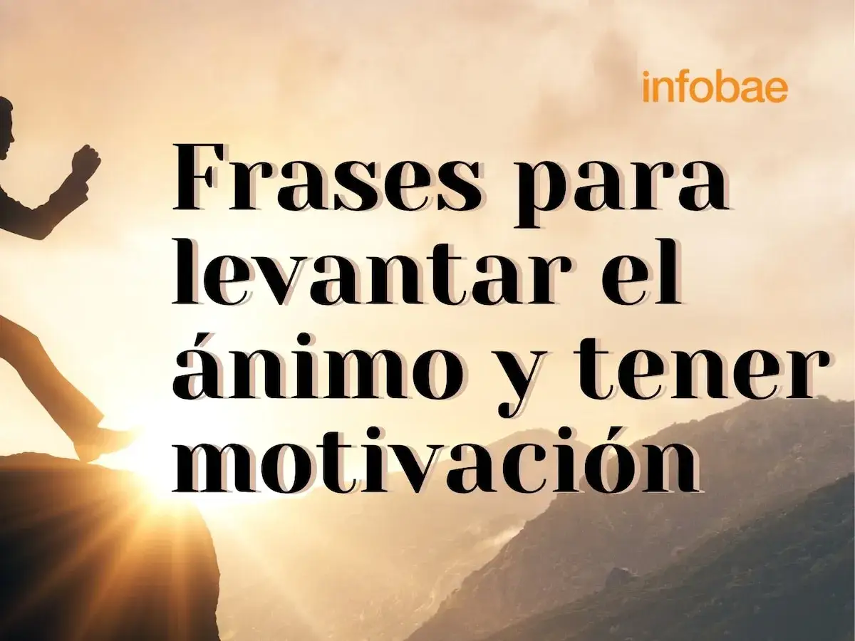 Silueta de persona escalando una monta&ntilde;a al amanecer, con el texto 
